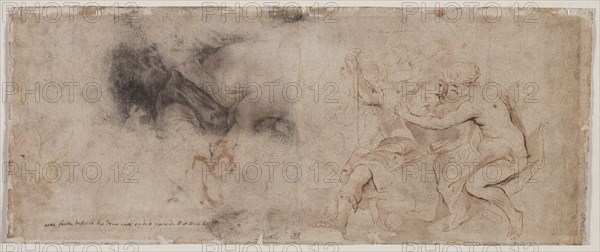 Venus Disarming Mars, Drapery Study, c. 1632/35. Peter Paul Rubens (Flemish, 1577-1640). Pen and brown ink and brush and brown wash (right half); black chalk, with stumping (left half); sheet: 19.9 x 49.2 cm (7 13/16 x 19 3/8 in.).