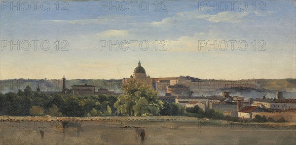View of Rome, c. 1782-1784. Pierre Henri de Valenciennes (French, 1750-1819). Oil on paper, mounted on board; framed: 30 x 49 x 4.5 cm (11 13/16 x 19 5/16 x 1 3/4 in.); unframed: 19.5 x 39 cm (7 11/16 x 15 3/8 in.).