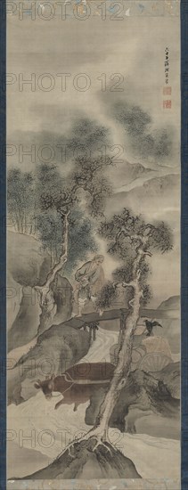 Water Buffalo Returning Home, 1781. Yosa Buson (Japanese, 1716-1783). Hanging scroll, ink and light color on silk; overall: 203.2 x 59.2 cm (80 x 23 5/16 in.); painting only: 130.8 x 46.2 cm (51 1/2 x 18 3/16 in.).