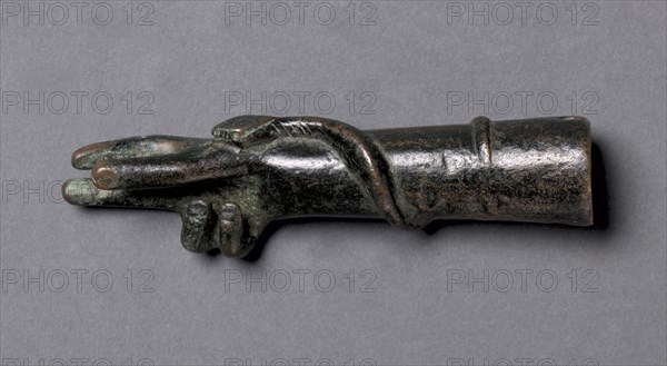 Votive Arm and Hand of Zeus Sabazios, 1-200. Italy, Roman, 1st-2nd Century. Bronze; overall: 9.4 cm (3 11/16 in.).