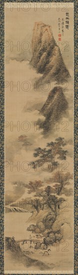 Clearing Autumn Mists in the Chu Mountains, 1600s. Lan Ying (Chinese, 1585-aft 1664). Hanging scroll, ink and light color on silk; painting: 185.3 x 48.4 cm (72 15/16 x 19 1/16 in.); overall with knobs: 283.5 x 71.5 cm (111 5/8 x 28 1/8 in.).