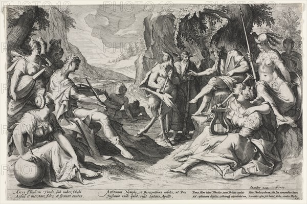 The Judgment of Midas, 1589. Nicolaes Clock (Dutch), after Karel I van Mander (Netherlandish, 1548-1606). Engraving; sheet: 26.5 x 40.1 cm (10 7/16 x 15 13/16 in.)