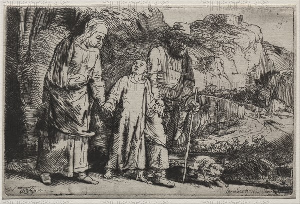 Christ Returning from the Temple with His Parents, 1654. Rembrandt van Rijn (Dutch, 1606-1669). Etching and drypoint; sheet: 9.7 x 14.6 cm (3 13/16 x 5 3/4 in.); platemark: 9.4 x 14.3 cm (3 11/16 x 5 5/8 in.)