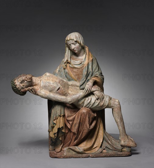 Vesperbild (Pietà), c. 1420. Master of Grosslobming (Austrian). Painted cast stone; overall: 94 x 92.7 x 39.4 cm (37 x 36 1/2 x 15 1/2 in.).