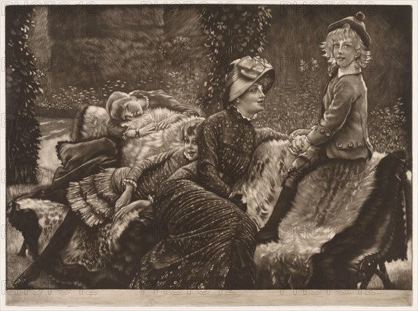 The Garden Bench, 1883. James Tissot (French, 1836-1902). Mezzotint; sheet: 54.7 x 72.2 cm (21 9/16 x 28 7/16 in.); platemark: 41.6 x 56.2 cm (16 3/8 x 22 1/8 in.)