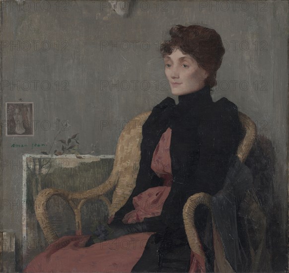 Portrait of a Woman, c. 1891. Edmond François Aman-Jean (French, 1858-1936). Oil on fabric; framed: 113.4 x 117.8 x 8.3 cm (44 5/8 x 46 3/8 x 3 1/4 in.); unframed: 84.4 x 89.5 cm (33 1/4 x 35 1/4 in.).