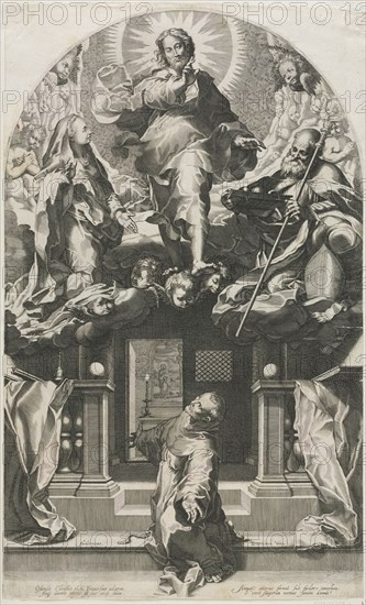 The Ecstasy of St. Francis. Francesco Villamena (Italian, 1566-1624). Engraving