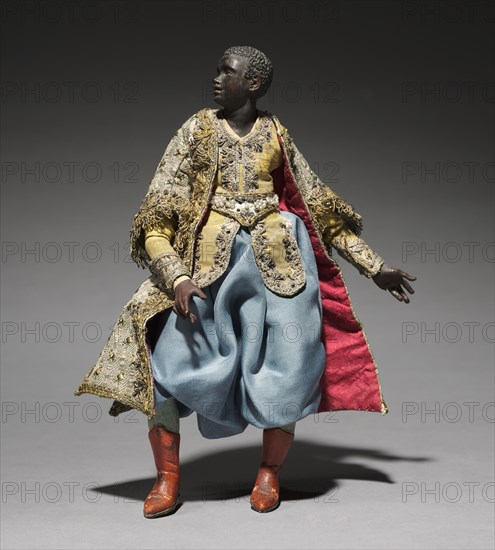 Figure from a Crèche: Attendant of the Magi, 1780-1830. Italy, Naples, late 18th-early 19th century. Painted wood and terracotta with various textiles; overall: 21.7 cm (8 9/16 in.).