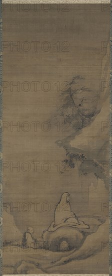 Bodhidharma Meditating Facing a Cliff, late 1200s. China, Song dynasty (960-1279). Hanging scroll, ink on silk; overall: 203.2 x 63.5 cm (80 x 25 in.).