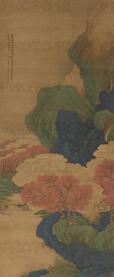 White Clouds and Red Trees, 1788. Li Jian (Chinese, active second half of the 1700s). Hanging scroll, ink and color on silk; overall: 126.2 x 52.7 cm (49 11/16 x 20 3/4 in.).