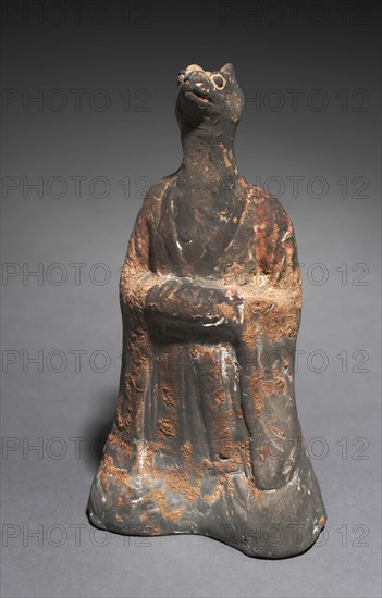Mortuary Figure of the Zodiac Sign: Rat (Aries), 500s. China, Northern Wei dynasty (386-534). Gray earthenware with traces of slip; overall: 22.6 cm (8 7/8 in.).