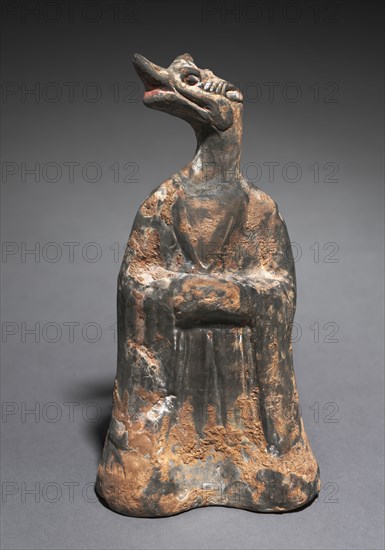 Mortuary Figure of the Zodiac Sign:  Dragon (Leo), 500s. China, Northern Wei dynasty (386-534). Gray earthenware with traces of slip; overall: 22.6 cm (8 7/8 in.).