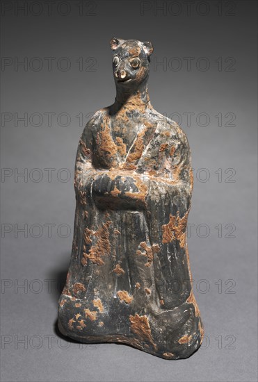 Mortuary Figure of the Zodiac Sign: Monkey (Sagittarius), 500s. China, Northern Wei dynasty (386-534). Gray earthenware with traces of slip; overall: 22.6 cm (8 7/8 in.).