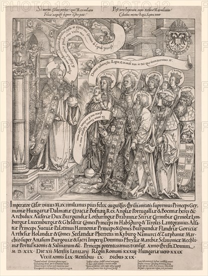 The Emperor Maximilian Presented by His Patron Saints to the Almighty, 1519. Hans Springinklee (German, 1540). Woodcut