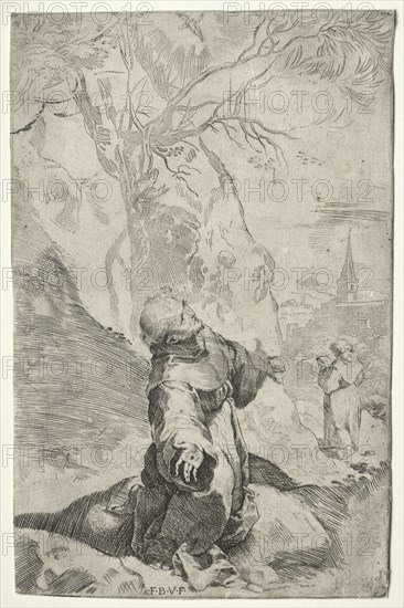 St. Francis Receiving the Stigmata. Federico Barocci (Italian, 1528-1612). Etching