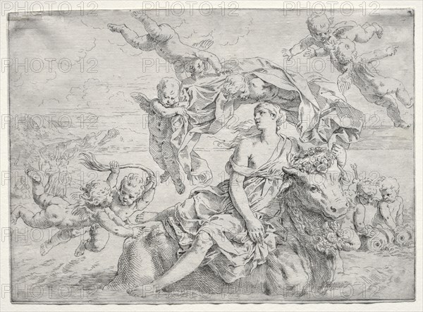 Rape of Europa. Simone Cantarini (Italian, 1612-1648). Etching