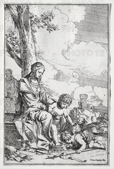 Holy Family with the Infant St. John. Giulio I Carpioni (Italian, 1611-1674). Etching