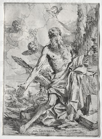 St. Jerome. Giulio I Carpioni (Italian, 1611-1674). Etching