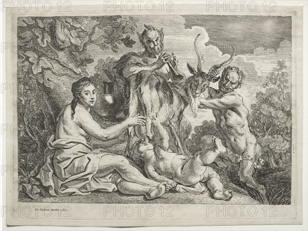 Jupiter Nourished by the Goat Almathea, 1652. Jacob Jordaens (Flemish, 1593-1678). Etching