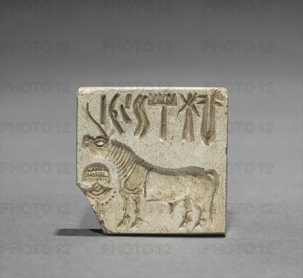 Seal with Unicorn and Inscription, c. 2000 BC. Pakistan, Indus Valley civilization. Steatite; overall: 3.5 x 3.6 cm (1 3/8 x 1 7/16 in.).