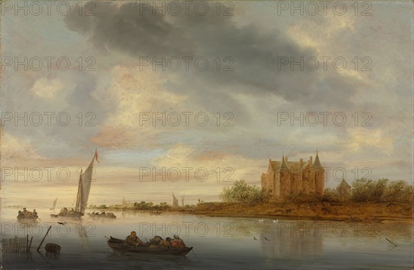 Castle on a River, 1644. Salomon van Ruysdael (Dutch, 1602-1670). Oil on wood; framed: 57 x 79 x 5.5 cm (22 7/16 x 31 1/8 x 2 3/16 in.); unframed: 39.3 x 60.5 cm (15 1/2 x 23 13/16 in.)