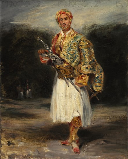 Count Demetrius de Palatiano in Suliot Costume, not dated. Imitator of Eugène Delacroix (French, 1798-1863). Oil on fabric; unframed: 40.7 x 33.2 cm (16 x 13 1/16 in.)
