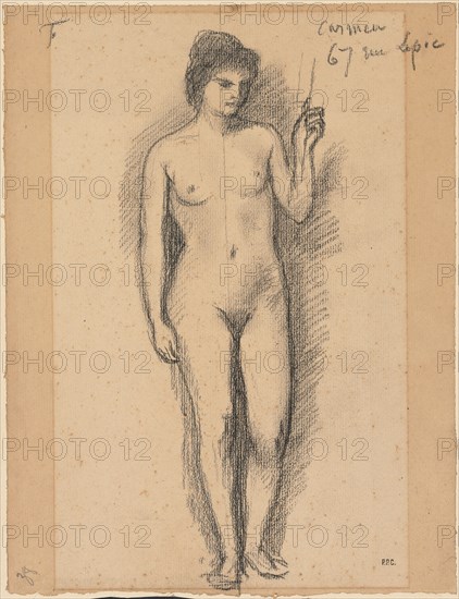 Carmen, last half 1800s. Pierre Puvis de Chavannes (French, 1824-1898). Black crayon; sheet: 31.4 x 24.1 cm (12 3/8 x 9 1/2 in.); secondary support: 33.4 x 24.9 cm (13 1/8 x 9 13/16 in.).