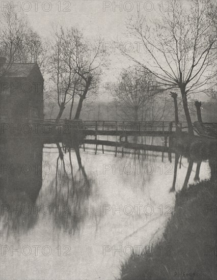 The Compleat Angler by Izaak Walton, edited by R. B. Marston, pl. XXV: Footbridge Near Chingford, from The Compleat Angler, 1888. Peter Henry Emerson (British, 1856-1936), Sampson Low, Marston, Searle and Rivington. Photogravure; image: 18.6 x 14.4 cm (7 5/16 x 5 11/16 in.); matted: 35.6 x 30.6 cm (14 x 12 1/16 in.)