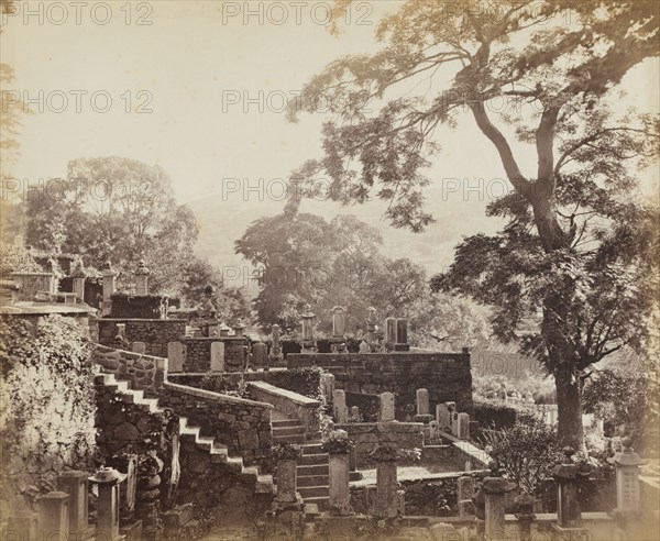 Japanese Temple Graveyard, Shuntoji, Nagasaki, c. 1867. Felice A. Beato (British, 1830-1906). Albumen print; image: 24 x 29.3 cm (9 7/16 x 11 9/16 in.); matted: 35.6 x 45.7 cm (14 x 18 in.).