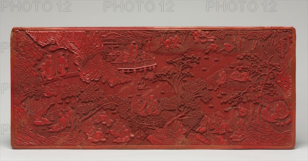 Purification at the Orchard Pavilion, c. 1500. China, Ming dynasty (1368-1644). Carved cinnabar lacquer; overall: 48.5 x 21 cm (19 1/8 x 8 1/4 in.).
