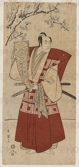 Ichikawa Monnosuke II as a Lord Holding a Banner, 1791. Katsukawa Shunei (Japanese, 1762-1819). Color woodblock print; sheet: 31.8 x 14.6 cm (12 1/2 x 5 3/4 in.).