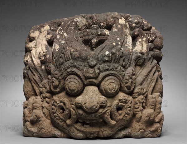 Bracket with Kala Mask, 1100s-1300s. Eastern Java, c. 12th-14th Century. Volcanic stone; overall: 40 x 45.5 x 31 cm (15 3/4 x 17 15/16 x 12 3/16 in.).