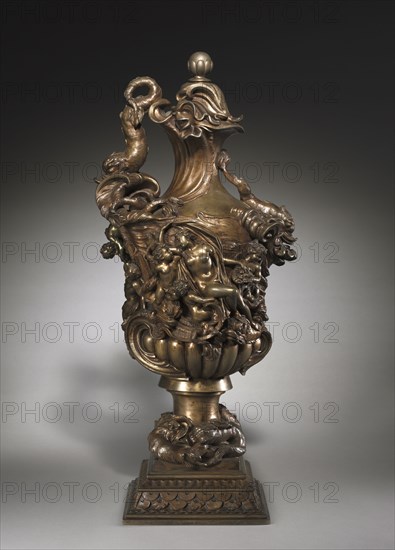 Ewer with Triumph of Galatea, c. 1700. Massimiliano Soldani (Italian, 1656-1740). Bronze; overall: 81.5 x 35.5 x 26.5 cm (32 1/16 x 14 x 10 7/16 in.); base: 8.9 x 25.9 x 26.5 cm (3 1/2 x 10 3/16 x 10 7/16 in.).