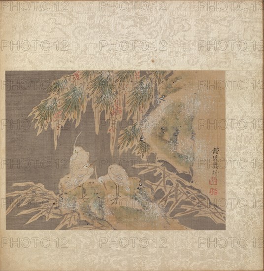 Album of Miscellaneous Subjects, Leaf 10, 1600s. Fan Qi (Chinese, 1616-aft 1694). Album leaf, ink and color on silk; image: 12.6 x 17.3 cm (4 15/16 x 6 13/16 in.); overall: 21 x 22 cm (8 1/4 x 8 11/16 in.).