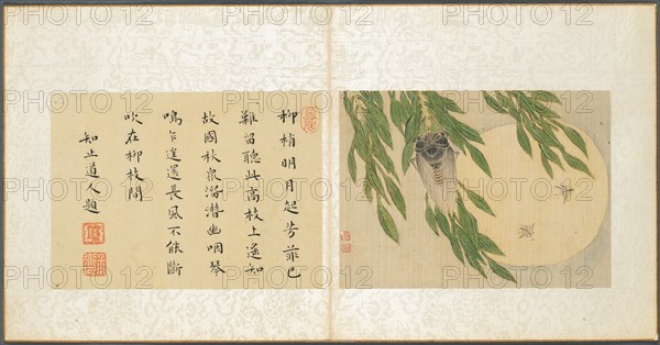 Album of Miscellaneous Subjects, Leaf 6, 1600s. Fan Qi (Chinese, 1616-aft 1694). Album leaf, ink and color on silk; image: 12.6 x 17.3 cm (4 15/16 x 6 13/16 in.); overall: 21 x 22 cm (8 1/4 x 8 11/16 in.).