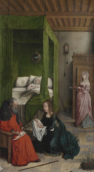 The Birth and Naming of John the Baptist, 1496-1499. Juan de Flandes (Netherlandish, c. 1460-1519). Oil on wood; framed: 99 x 60 x 7.5 cm (39 x 23 5/8 x 2 15/16 in.); unframed: 88.4 x 49.9 cm (34 13/16 x 19 5/8 in.).