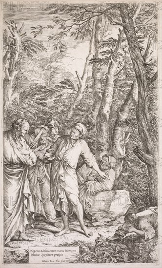 Diogenes and His Cup, 1662. Salvator Rosa (Italian, 1615-1673). Etching