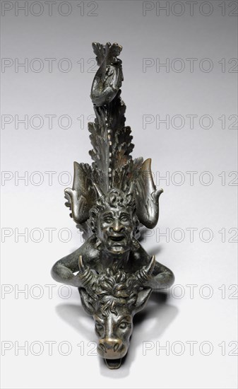 Doorknocker with Two Satyrs Riding an Ox, 1800s. Probably Italy, Style of Padua, 16th Century, 19th century. Bronze; overall: 16.7 x 33 x 10.4 cm (6 9/16 x 13 x 4 1/8 in.).