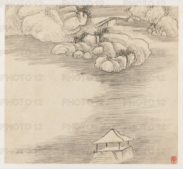 Album of Landscapes: Leaf 3, 1677. Wang Gai (Chinese, active c. 1677-1705). Album leaf, ink and light color on paper; each leaf: 20 x 22.3 cm (7 7/8 x 8 3/4 in.).