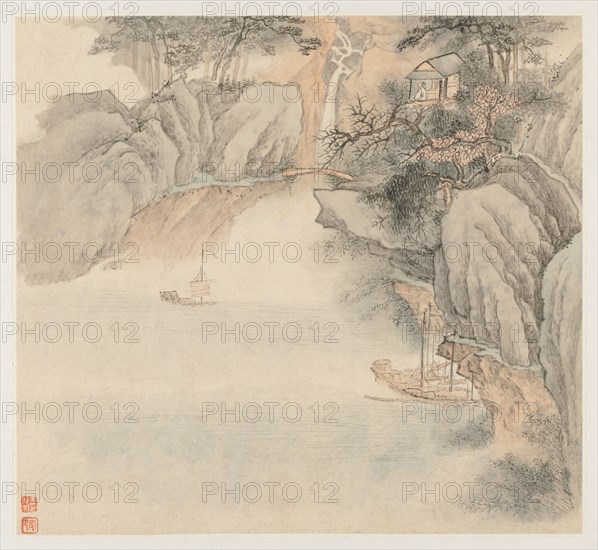 Album of Landscapes: Leaf 4, 1677. Wang Gai (Chinese, active c. 1677-1705). Album leaf, ink and light color on paper; each leaf: 20 x 22.3 cm (7 7/8 x 8 3/4 in.).