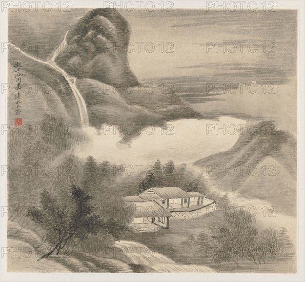 Album of Landscapes: Leaf 5, 1677. Wang Gai (Chinese, active c. 1677-1705). Album leaf, ink and light color on paper; each leaf: 20 x 22.3 cm (7 7/8 x 8 3/4 in.).