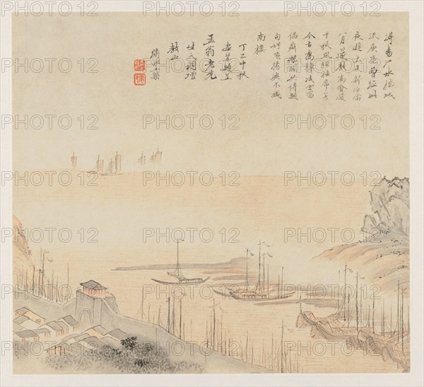 Album of Landscapes: Leaf 8, 1677. Wang Gai (Chinese, active c. 1677-1705). Album leaf, ink and light color on paper; each leaf: 20 x 22.3 cm (7 7/8 x 8 3/4 in.).