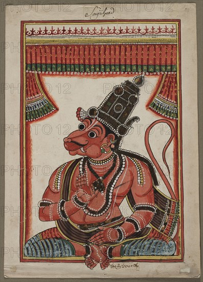Sugriva, the Monkey King, 1760-1770. South India, Tanjore, 18th century. Ink and color on paper; overall: 35.5 x 23.5 cm (14 x 9 1/4 in.).