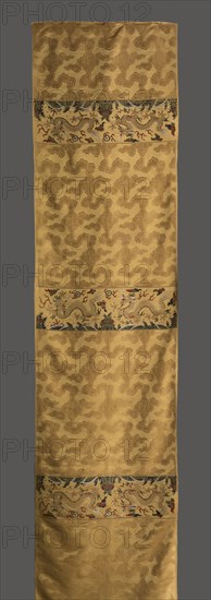 Silk Panel with Dragon and Cloud Motif, c. 1700s-1800s. China, Qing dynasty (1644-1911), Jiangnan Imperial Factory. Silk and metal thread: Jacquard weave; overall: 373.4 x 71.1 cm (147 x 28 in.)