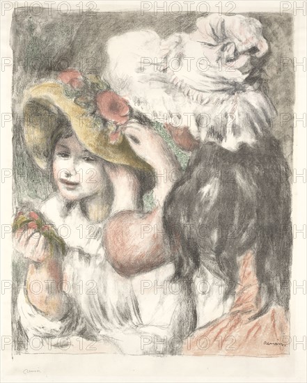 Pinning the Hat, c. 1898. Pierre-Auguste Renoir (French, 1841-1919). Color lithograph; image: 61.5 x 49.5 cm (24 3/16 x 19 1/2 in.)