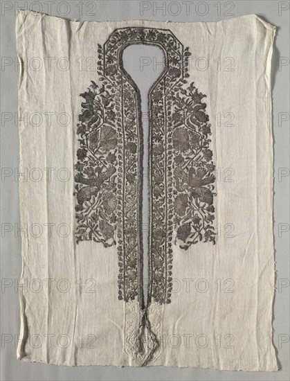 Fragment of a Shirt Front, 19th century. Turkey, 19th century. Metal thread embroidery on cotton(?); overall: 54 x 38.5 cm (21 1/4 x 15 3/16 in.).