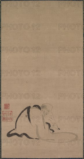 Seated Priest, late 16th-first half of 17th century. Japan, Momoyama (1573-1615) or early Edo (1615-1868) period. Hanging scroll; ink on paper; overall: 58.2 x 30.3 cm (22 15/16 x 11 15/16 in.).
