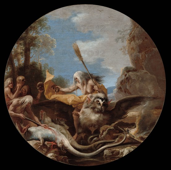 Scenes of Witchcraft: Day, c. 1645-1649. Salvator Rosa (Italian, 1615-1673). Oil on canvas; framed: 76.2 x 9.6 cm (30 x 3 3/4 in.); unframed: 54.5 cm (21 7/16 in.).