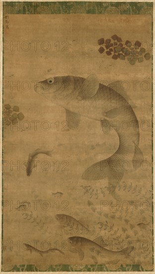 Leaping Carp, 1368- 1644. Liu Jie (Chinese, c. 1447-1520s). Hanging scroll, ink and slight color on silk; image: 140.5 x 83.7 cm (55 5/16 x 32 15/16 in.); overall: 226 x 101.2 cm (89 x 39 13/16 in.); with knobs: 226 x 109.5 cm (89 x 43 1/8 in.).