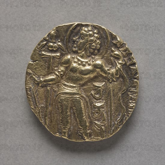 Coin with Figure of an Archer (obverse), c. 380 - c. 414. India, Chandragupta II, Gupta Period, late 4th-early 5th century. Gold; diameter: 1.9 cm (3/4 in.).